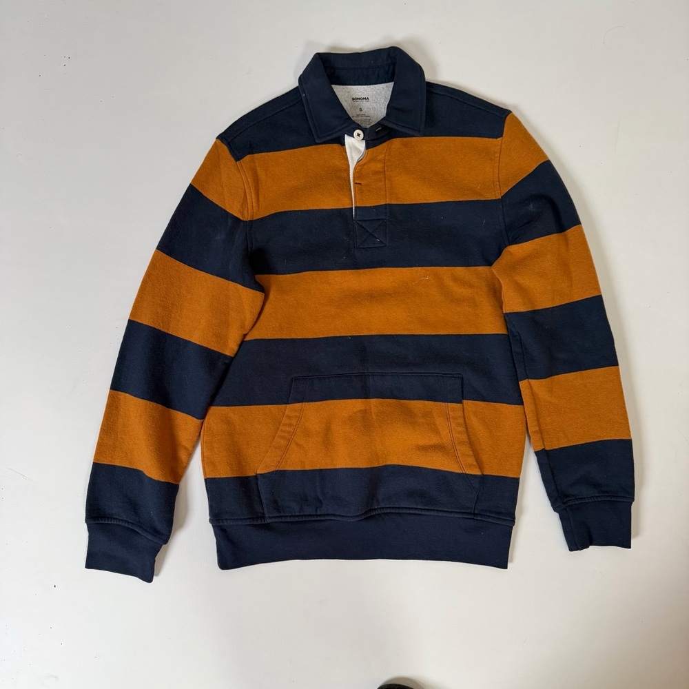Sonoma Striped Navy and Orange Men's Sweater